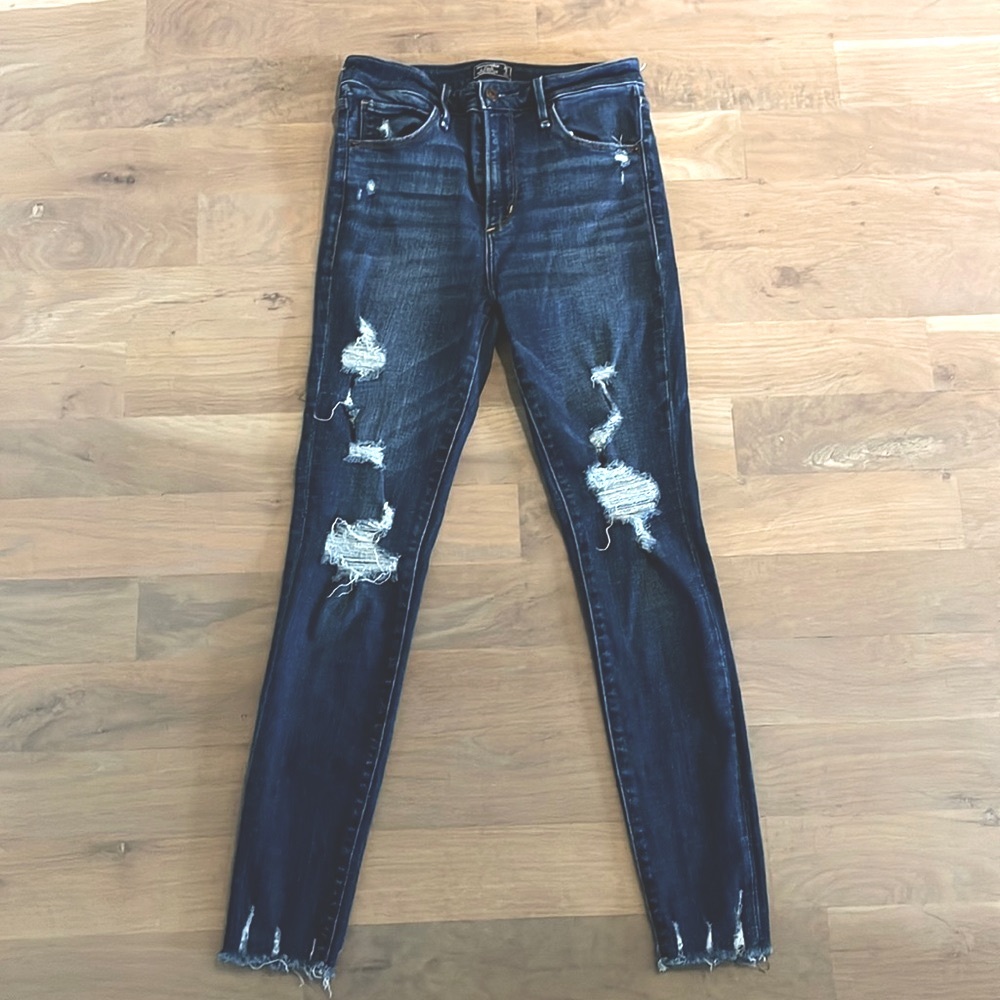 A&F Simone High Rise Super Skinny destroyed jeans - dark wash - 2 S